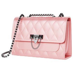 Quilted Shoulder Bags Faux Leather Crossbody Bags for Women Pink